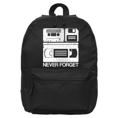 Retro Never Forget Cassette Floppy Disk VHS Tape 16 in Basic Backpack