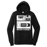 Retro Never Forget Cassette Floppy Disk VHS Tape Women's Pullover Hoodie