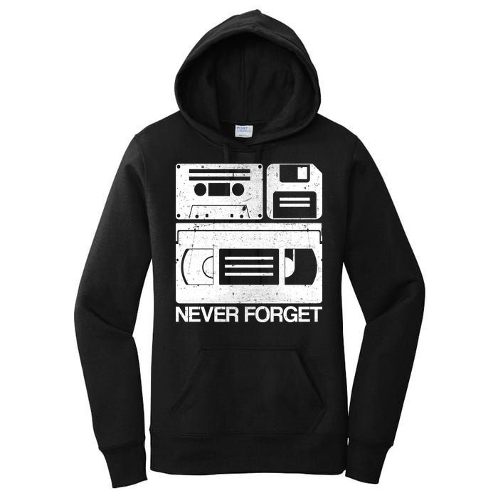 Retro Never Forget Cassette Floppy Disk VHS Tape Women's Pullover Hoodie