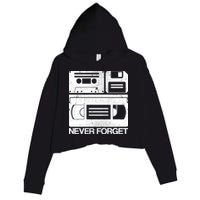 Retro Never Forget Cassette Floppy Disk VHS Tape Crop Fleece Hoodie