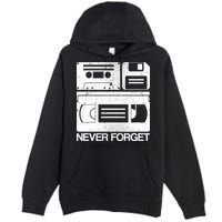 Retro Never Forget Cassette Floppy Disk VHS Tape Premium Pullover Hoodie