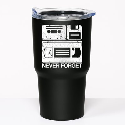 Retro Never Forget Cassette Floppy Disk VHS Tape Tumbler