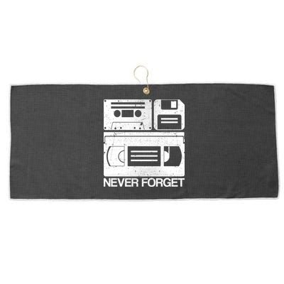 Retro Never Forget Cassette Floppy Disk VHS Tape Large Microfiber Waffle Golf Towel