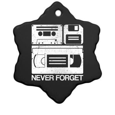 Retro Never Forget Cassette Floppy Disk VHS Tape Ceramic Star Ornament