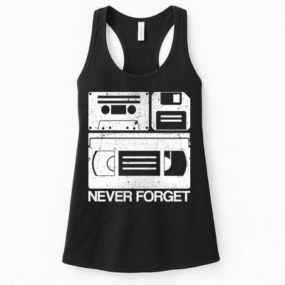 Retro Never Forget Cassette Floppy Disk VHS Tape Womens Tank Top