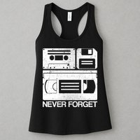 Retro Never Forget Cassette Floppy Disk VHS Tape Womens Tank Top