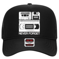 Retro Never Forget Cassette Floppy Disk VHS Tape Trucker Hat