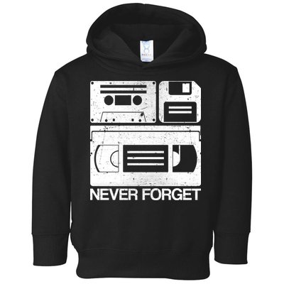 Retro Never Forget Cassette Floppy Disk VHS Tape Toddler Hoodie
