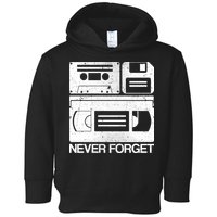 Retro Never Forget Cassette Floppy Disk VHS Tape Toddler Hoodie