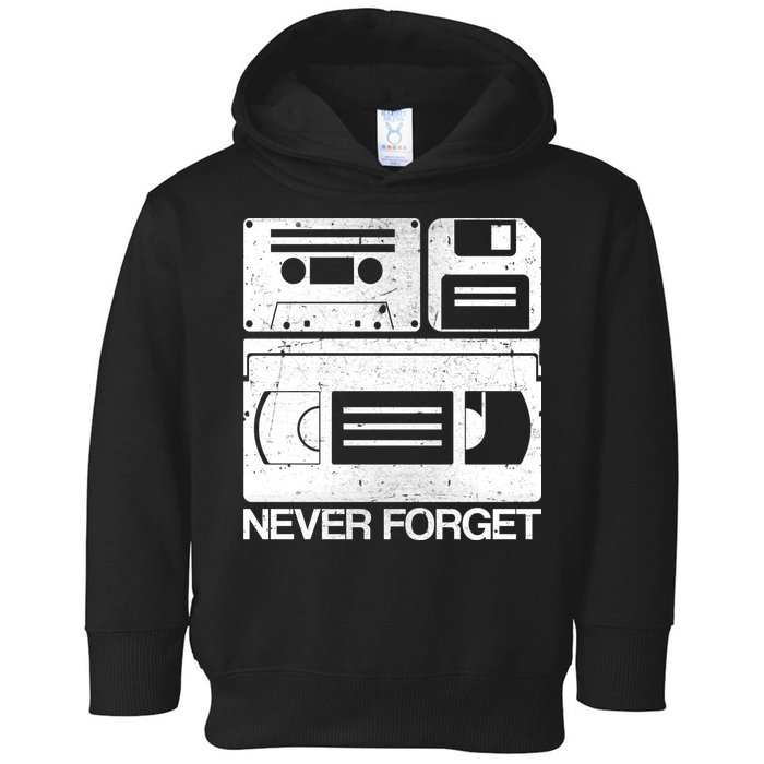 Retro Never Forget Cassette Floppy Disk VHS Tape Toddler Hoodie
