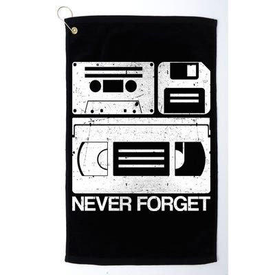 Retro Never Forget Cassette Floppy Disk VHS Tape Golf Towel