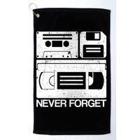 Retro Never Forget Cassette Floppy Disk VHS Tape Golf Towel