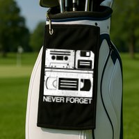 Retro Never Forget Cassette Floppy Disk VHS Tape Golf Towel