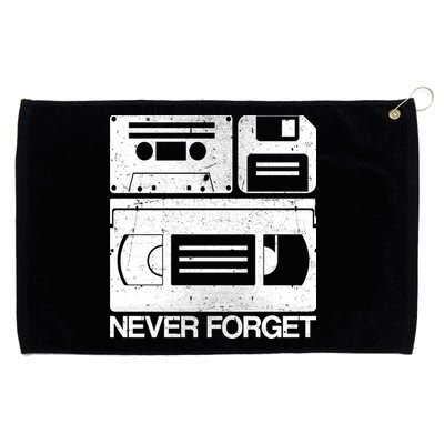 Retro Never Forget Cassette Floppy Disk VHS Tape Grommeted Golf Towel