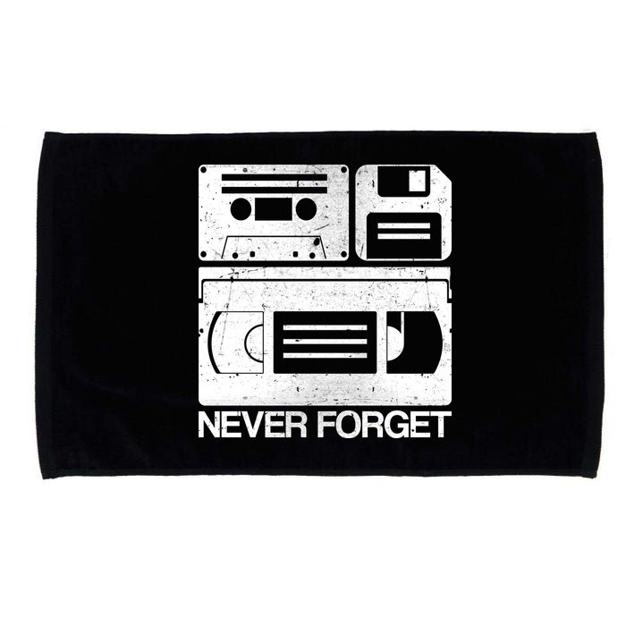 Retro Never Forget Cassette Floppy Disk VHS Tape Microfiber Hand Towel