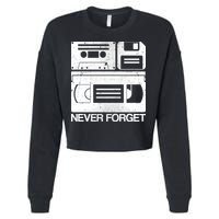 Retro Never Forget Cassette Floppy Disk VHS Tape Cropped Pullover Crew