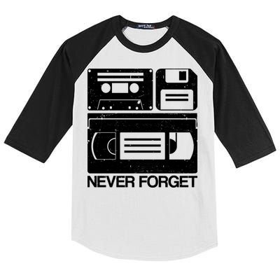 Retro Never Forget Cassette Floppy Disk VHS Tape Kids Colorblock Raglan Jersey