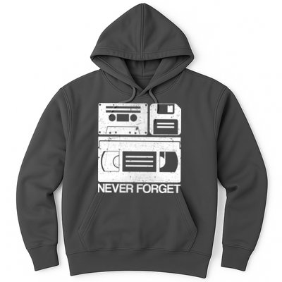 Retro Never Forget Cassette Floppy Disk VHS Tape Hoodie