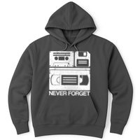 Retro Never Forget Cassette Floppy Disk VHS Tape Hoodie
