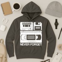 Retro Never Forget Cassette Floppy Disk VHS Tape Hoodie