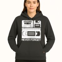 Retro Never Forget Cassette Floppy Disk VHS Tape Hoodie