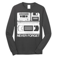 Retro Never Forget Cassette Floppy Disk VHS Tape Long Sleeve Shirt