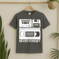 Retro Never Forget Cassette Floppy Disk VHS Tape T-Shirt