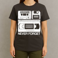 Retro Never Forget Cassette Floppy Disk VHS Tape T-Shirt