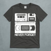 Retro Never Forget Cassette Floppy Disk VHS Tape T-Shirt