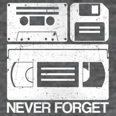 Retro Never Forget Cassette Floppy Disk VHS Tape T-Shirt