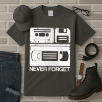 Retro Never Forget Cassette Floppy Disk VHS Tape Tall T-Shirt