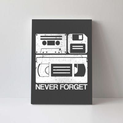 Retro Never Forget Cassette Floppy Disk VHS Tape Canvas