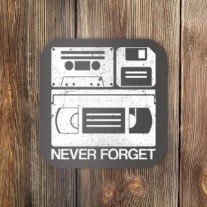 Retro Never Forget Cassette Floppy Disk VHS Tape Coaster