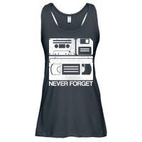 Retro Never Forget Cassette Floppy Disk VHS Tape Ladies Essential Flowy Tank