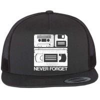 Retro Never Forget Cassette Floppy Disk VHS Tape Flatbill Hat