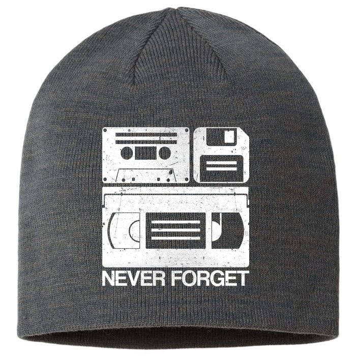 Retro Never Forget Cassette Floppy Disk VHS Tape Sustainable Beanie