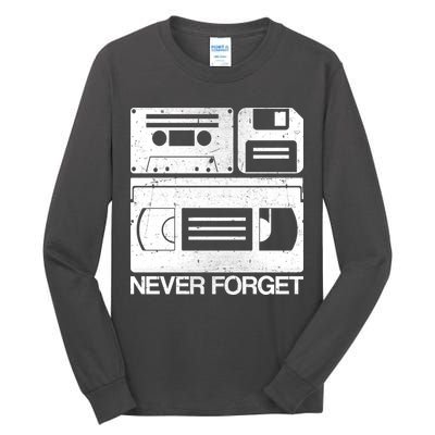 Retro Never Forget Cassette Floppy Disk VHS Tape Tall Long Sleeve T-Shirt