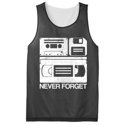 Retro Never Forget Cassette Floppy Disk VHS Tape Mesh Reversible Basketball Jersey Tank