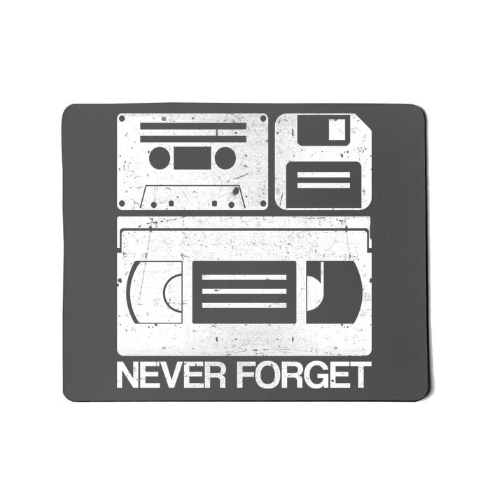 Retro Never Forget Cassette Floppy Disk VHS Tape Mousepad