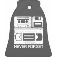 Retro Never Forget Cassette Floppy Disk VHS Tape Ceramic Bell Ornament