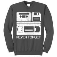 Retro Never Forget Cassette Floppy Disk VHS Tape Tall Sweatshirt