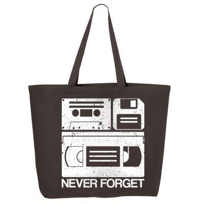 Retro Never Forget Cassette Floppy Disk VHS Tape 25L Jumbo Tote
