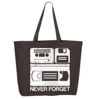Retro Never Forget Cassette Floppy Disk VHS Tape 25L Jumbo Tote