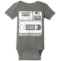 Retro Never Forget Cassette Floppy Disk VHS Tape Baby Bodysuit