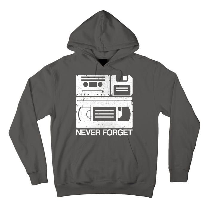 Retro Never Forget Cassette Floppy Disk VHS Tape Tall Hoodie