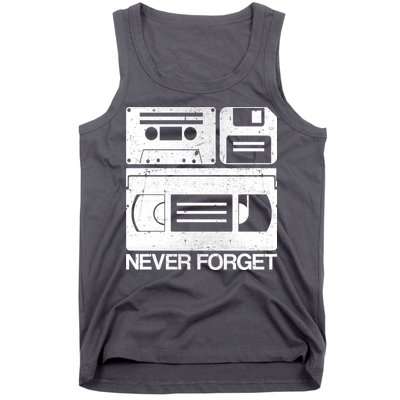 Retro Never Forget Cassette Floppy Disk VHS Tape Tank Top