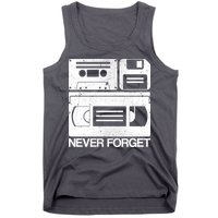 Retro Never Forget Cassette Floppy Disk VHS Tape Tank Top