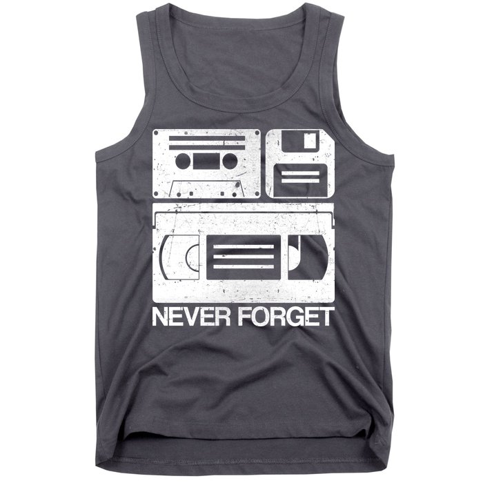 Retro Never Forget Cassette Floppy Disk VHS Tape Tank Top