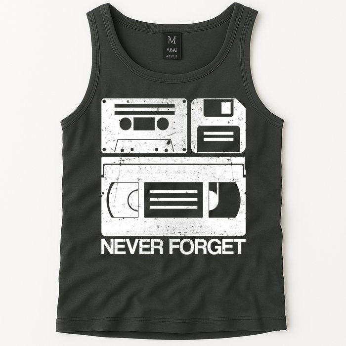 Retro Never Forget Cassette Floppy Disk VHS Tape Tank Top