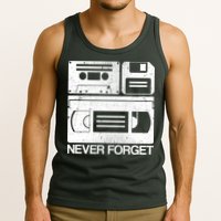 Retro Never Forget Cassette Floppy Disk VHS Tape Tank Top
